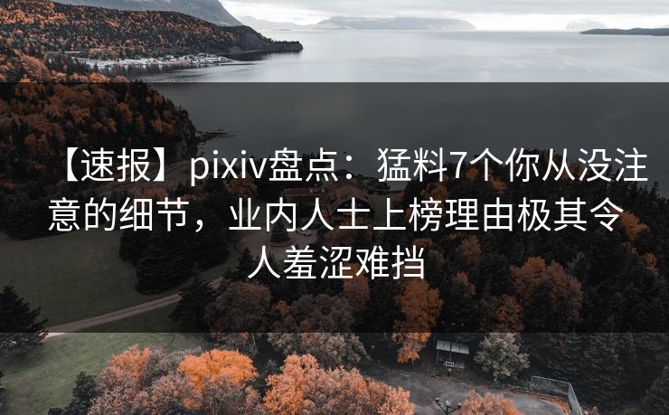 【速报】pixiv盘点：猛料7个你从没注意的细节，业内人士上榜理由极其令人羞涩难挡