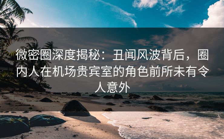 微密圈深度揭秘:丑闻风波背后,圈内人在机场贵宾室的角色前所未有令人意外