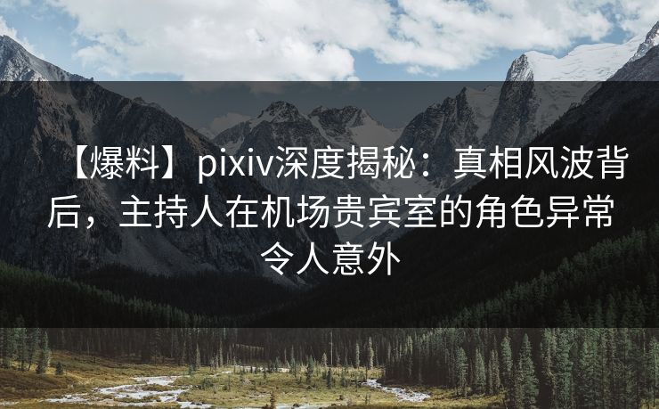 【爆料】pixiv深度揭秘:真相风波背后,主持人在机场贵宾室的角色异常令人意外 【爆料】pixiv深度揭秘:真相风波背后,主持人在机场贵宾室的角色异常令人意外