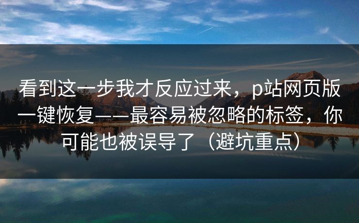 看到这一步我才反应过来，p站网页版一键恢复——最容易被忽略的标签，你可能也被误导了（避坑重点）